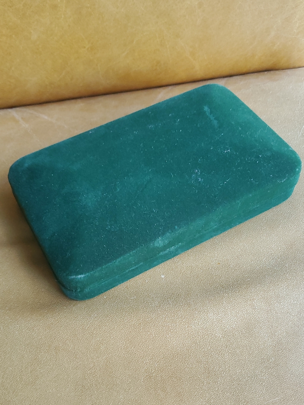 Vintage Green Velvet Velour Jewelry Storage Box